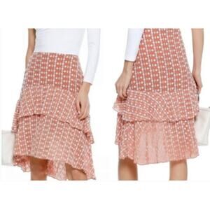 Walter Baker Jeannie Peach Embroidered Lined Tiered Skirt Y2K Style 4